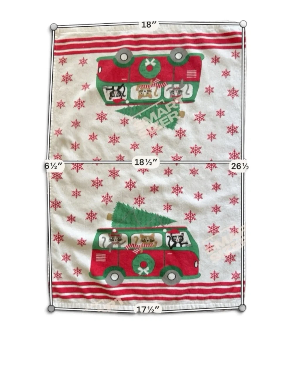 Casaba Christmas Cats Volkswagen Van VW Bus Kitchen Towels Set Of 2 Holiday